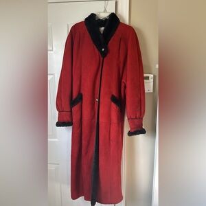 Genuine suede red long coat